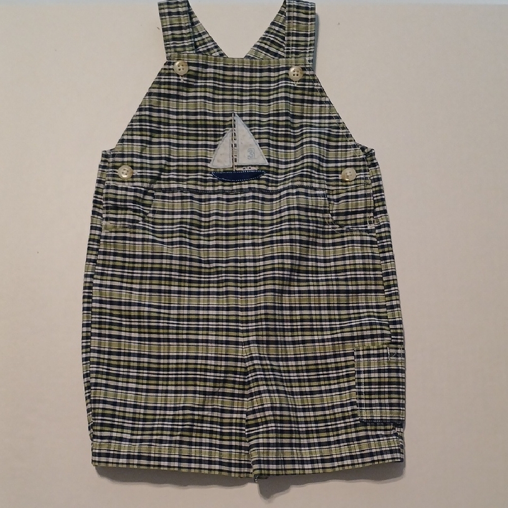 Parisian  Toddlers Plaid One-Piece in Navy and Light Green